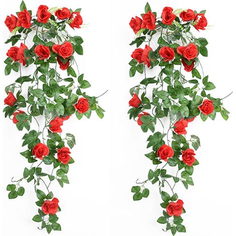 2 Pcs Roses Artificielles à Suspendre,Faux Soie Suspendus,Plantes Suspendues Artificielles pour Décoration (1/5)