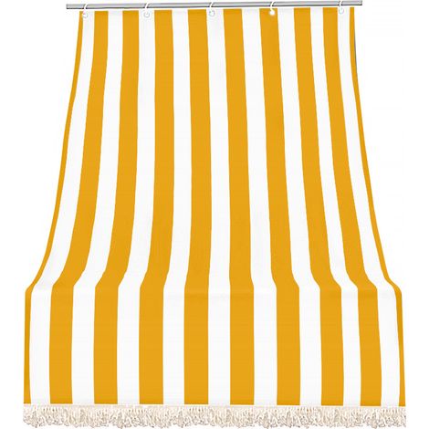 Tenda da sole tessuto resistente per esterno con anelli lavabile frange pizzo Giallo - 280x295 cm