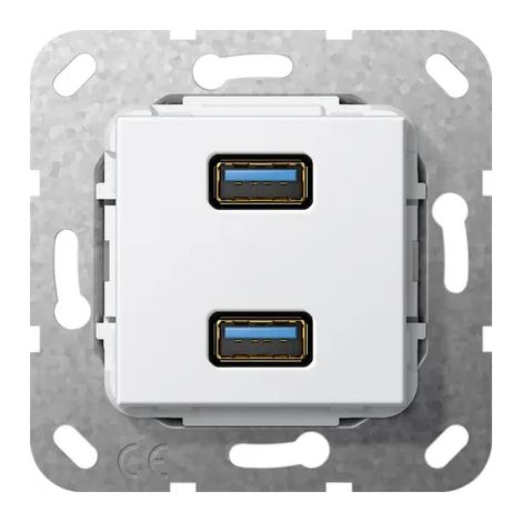 Gira USB 3.0 A 2f K-Peitsche Einsatz Reinweiß [568503], 5685 03