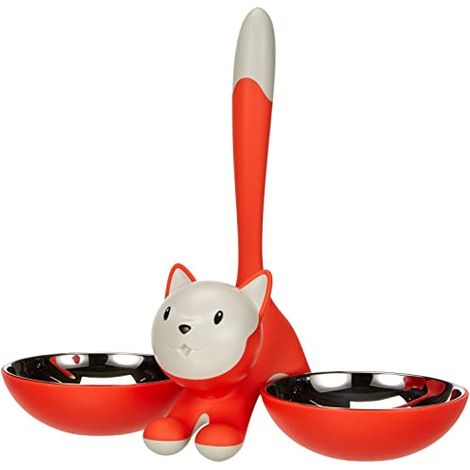Alessi Tigrito Ciotola Gatti Ro, Accessori Gatto, PP Arancio, Acciaio Inossidabile 18/10, Arancione, Taglia Unica (1/4)