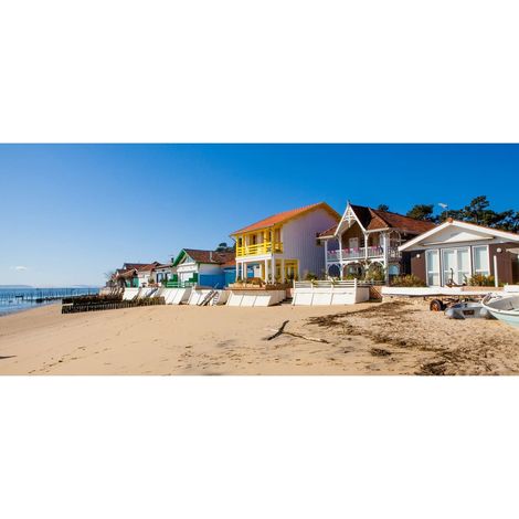 Tableau sur toile plage village de l'herbe 45x135 cm - Impression sur Toile Murale Décorative - Image imprimée en HD sur Toile - Toile sur Châssis en Bois FSC - Fabriqué en France (1/5)