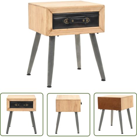 The Living Store Nachtisch Massivholz Tanne 43x38x50 cm - Nachtisch - Holznachtisch - Tannenholznachttisch - Vintage Nachttisch - Schubladenschreibtisch (1/5)