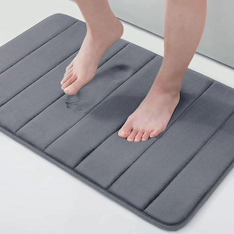 Badematte aus Memory-Schaum, hoch saugfähig, rutschfest, waschbar – 40 x 60 cm – Dunkelgrau (1/3)