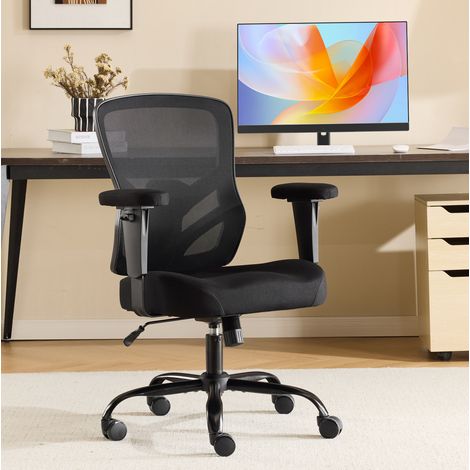 Silla de oficina, soporte lumbar ajustable, reposabrazos 2D, altura e inclinación regulables, cuero negro (1/5)