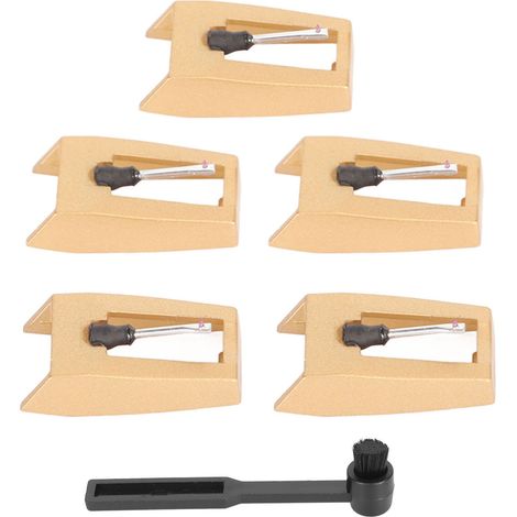 5 pièces Aiguille de Lecture Remplacement pour Platine Vinyle avec Brosse de Nettoyage Compatible Victrola Crosley ION Boytone