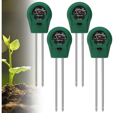 4PCS Humidimètre Sol pour Plantes, 3 en 1 Humidimètre pour Plantes, Compteur de Sol avec PH/Température/Lumière, Convient pour Jardinage, Pelouse, Jardin, Agriculture (1/5)
