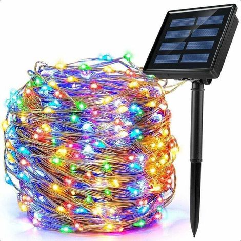 Enowelir Guirlande Lumineuse Solaire Extérieure 200 LED 22 Mètres 8 Modes IP65 Imperméable pour Jardin Balcon Terrasse Noël Mariage Fête Multicolore (1/4)