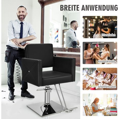 Silla de barbero ajustable con bomba hidráulica, giratoria 360°, color negro (1/5)