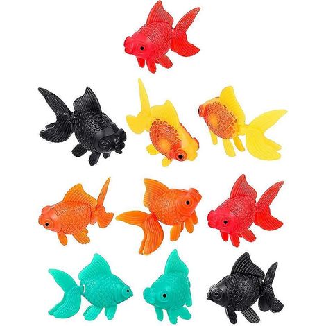 Lot de 10 poissons artificiels flottants en caoutchouc pour enfants, figurines de poissons tropicaux, décoration de poissons rouges (1/5)