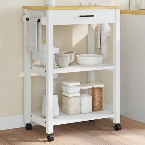 Carrello da Cucina MONZA 60x40x90 cm in Legno Massello di Pino vidaXL (1/5)