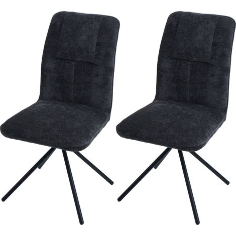 Lot de 2 chaises de salle à manger HWC-N99, chaise de cuisine, pivotante Auto-Return, tiss (1/2)
