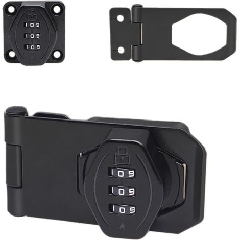 Loquet de 7,6 cm avec serrure à combinaison, verrou de porte d'armoire, serrure à combinaison, noir