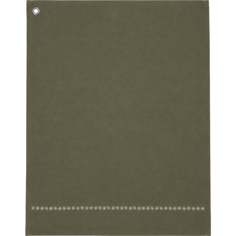 Lot de 3 torchons en coton brodé – Collection Zoé – Rouge, Chocolat ou Kaki - 50x70cm - Vert kaki (1/2)