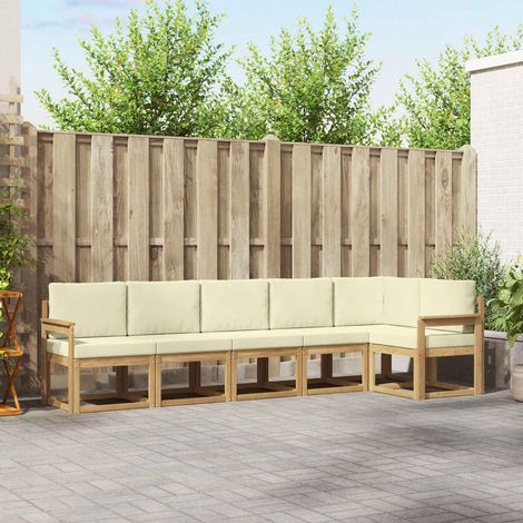 vidaXL Outdoor-Sofagarnitur 6 Stk. Weiß und Creme Polyester (1/5)