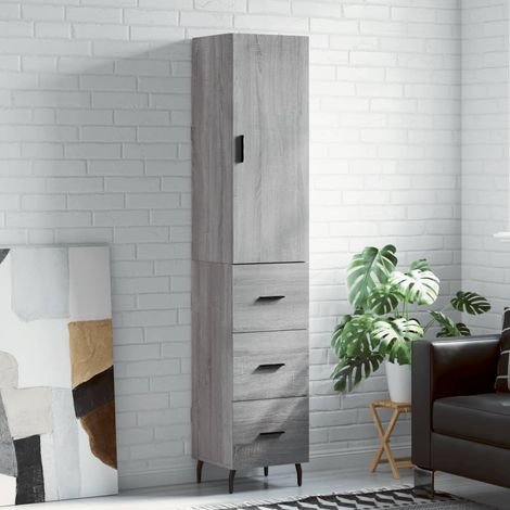 Buffet haut，Buffet de salon，Commode Meuble de rangement，Style Industriel Sonoma gris 34,5x34x180 cm Bois d'ingénierie VNWE430216 (1/5)