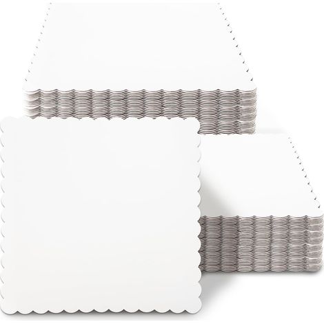 Gcardist Lot de 15 Plateaux à Gâteau Carrés Blancs 15,24 cm avec Bords Ondulés en Carton Certifié FSC (1/5)