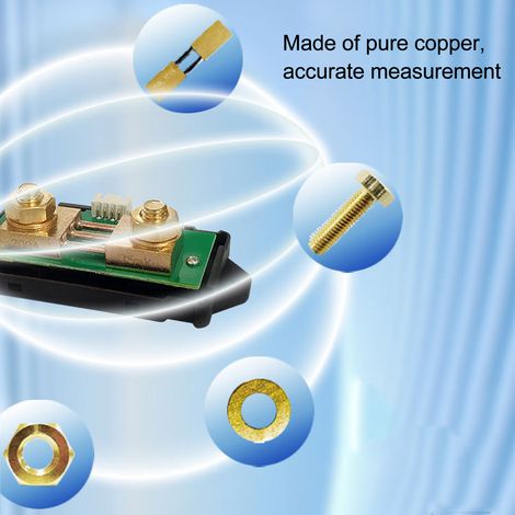 Moniteur de batterie intelligent à affichage numérique programmable avec avertisseur sonore intégré et surveillance en temps réel (100 A) - Testeur électrique 10-120 V (1/5)