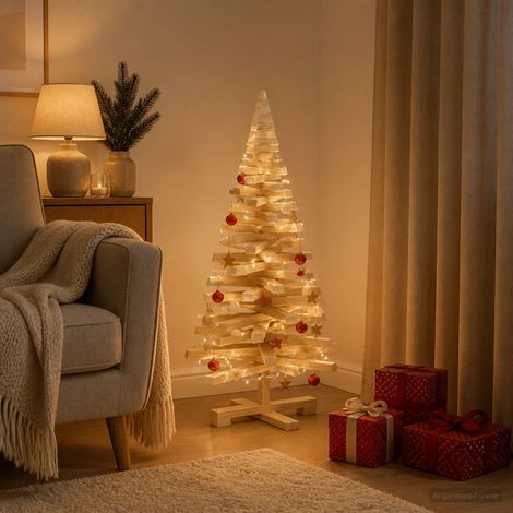 vidaXL Árbol de Navidad de madera KOTKA 90 cm Madera de Pino Maciza (1/5)