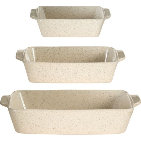 Ensemble de 3 plats en grès pour la cuisson, 2,5 l / 1,5 l / 500 ml