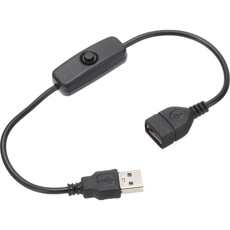 Câble Usb avec Bouton Marche/Arrêt Câble D'Extension 28cm Noir (1/5)