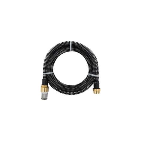 Saugschlauch mit Messinganschlüssen, schwarz, 1,1" 4 m PVC-Crezuo