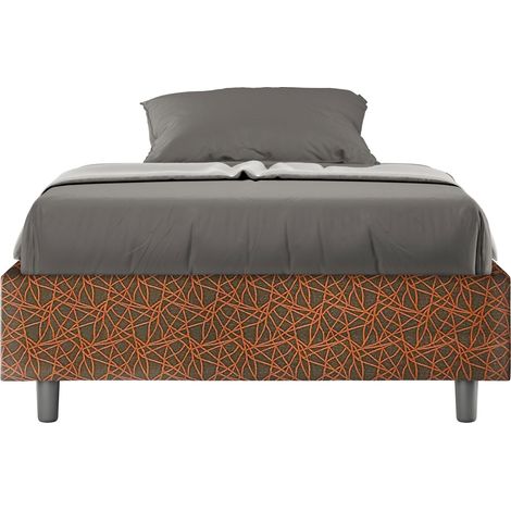 Letto 1 Piazza e Mezzo Sommier 120x200 cm con Rete Azelia Era 04 Arancione (1/5)