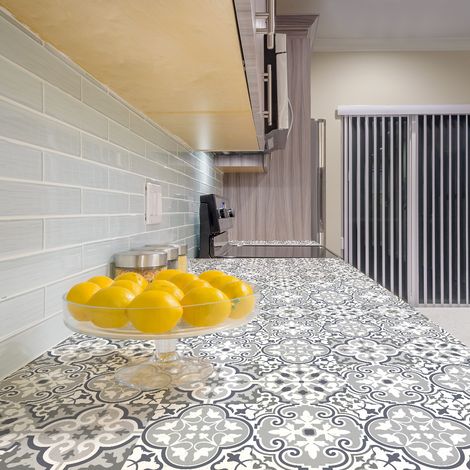 Stickers adhésif décoration Meuble - 60 STICKERS CARREAUX DE CIMENT MEUBLE AUTHENTIQUES LERONA - 60stickers10x10cm (1/5)