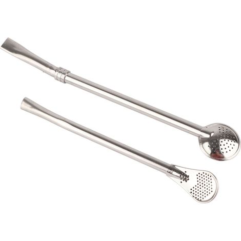Paille-filtre inoxydable réutilisable, cuillère-passoire multifonction portable pour thé, café et boissons froides (1/5)