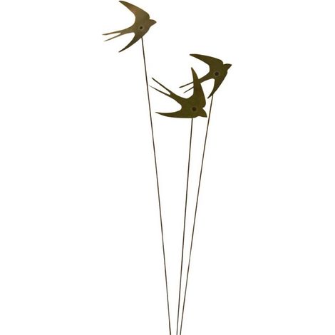 Flying Swallows Cluster Garden Art - Bare Metal/Ready to Rust - Steel - W6 x H100 cm