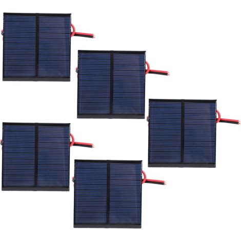 Lot de 5 panneaux solaires polysilicium époxy 5,5V 0,6W avec câble DC 30cm (1/5)