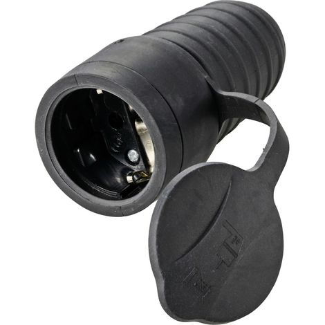 Sygonix SY-5806882 Schutzkontaktkupplung Gummi 250 V/AC Schwarz IP44 (1/5)
