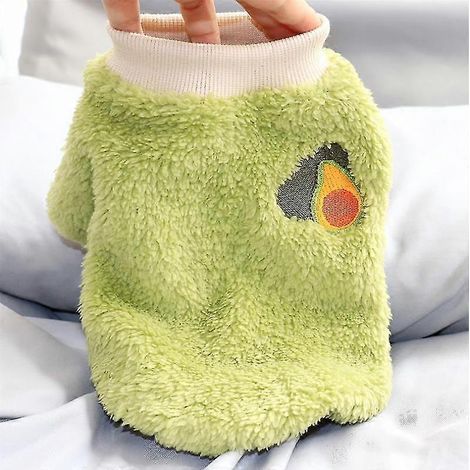 Fleece-Haustierkleidung für Hunde, niedliches Fruchtmuster, kleine Hunde-Hoodies, warmer Winterpullover, Welpen-Shirt-Outfit, Sweatshirt für Katzen, grün (1/5)