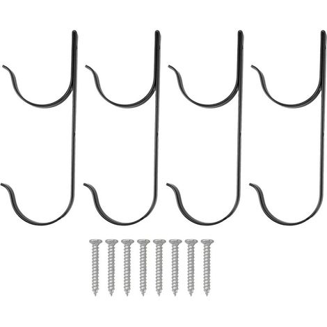 Crochet de support professionnel en alliage d'aluminium, 4 ensembles de crochets pour poteaux de piscine, brosses, tuyaux sous vide, outils de jardin, noir (1/5)