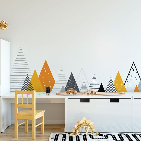 Stickers muraux enfants - Décoration chambre bébé - Autocollant Sticker mural géant enfant montagnes scandinaves ZOLKA - 40x65cm (1/5)