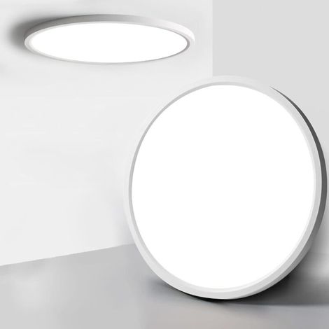 Plafonnier LED 24W,Plafonnier LED Plat, Luminaire Plafonnier 2100lm Blanc Naturel Étanche, 4000K LED Plafonnier Rond Mince Plafonnier LED Applicable à Salle de Bain Salon Chambre à Coucher Cui (1/5)