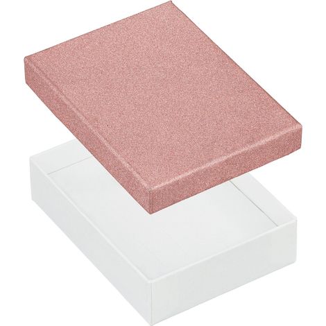 Scatola portagioie decorativa rosa e bianca con glitter, confezione regalo (1/2)