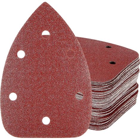 Papier de Verre, 60 PCS Papier a Poncer pour Ponceuse, 140x 140x 90mm P60/P80/P100/P120/P180/P240 pour Ponceuse Triangulaire 200W (Numéro de modèle: FL118A) (1/5)