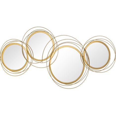 Lot de 4 miroirs ronds muraux décoratifs, miroir mural pour salon ou entrée, 107 x 4 x 56 cm