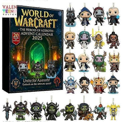 World of Warcraft : Azeroth Heroes - Calendrier de l'Avent - Décoration de Noël en acrylique - Boîte surprise - Compte à rebours