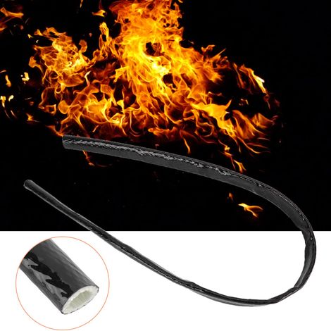 Gaine anti-feu noire de 1 m (3,3 pi) avec tresse de protection contre la chaleur et les flammes, diamètre intérieur 16 mm (5/8 po), compatible avec tuyau de carburant AN10 (1/5)