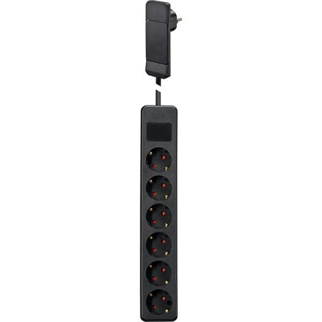GEBRO Multiprise 104715, 6 sockets, avec fiche plate SmartPlug, noire