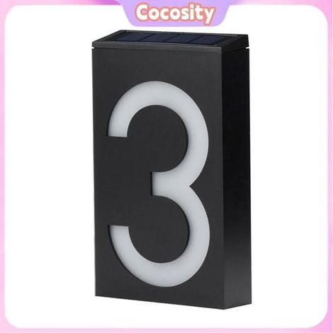 Cocosity Numéro de maison solaire Solar House Number Solar Powered 1000mAh Rechargeable LED Illuminated Address bricolage poche 3 (1/5)