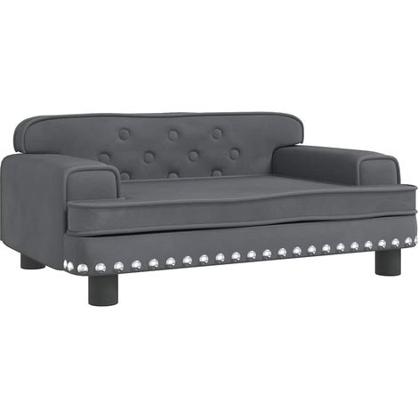 Lit pour chien panier canapé confortable foncé 70 x 45 x 30 cm velours gris