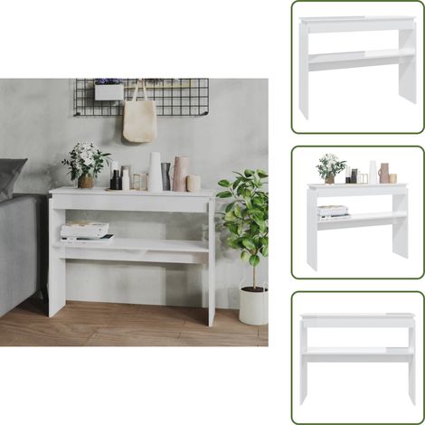 Konsolentisch Hochglanz-Weiß 102x30x80 cm Holzwerkstoff - Konsolentisch - Flurtisch - Beistelltisch - Weißer Tisch - Wohnraumdeko (1/5)