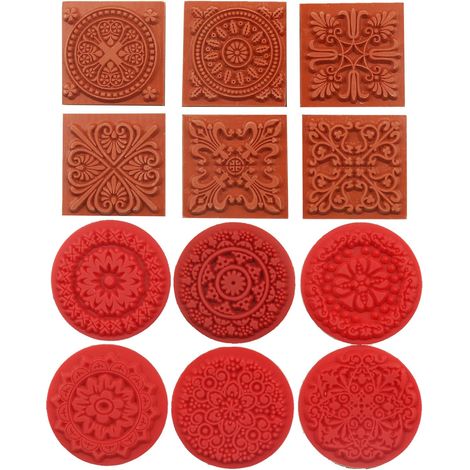Lot de 12 tampons en bois - Différents motifs floraux - Pour tampons, scrapbooking, albums photo et cartes d'invitation (1/5)