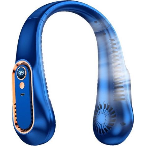Ventilatore da collo senza pale - Ventilatore per il collo - Ventilatore di supporto per il collo - Flusso d'aria bidirezionale - Raffreddamento e lunga durata - 1 pezzo (blu) (1/5)