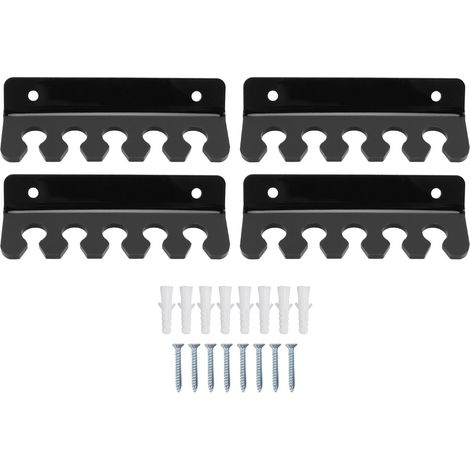 Lot de 4 supports de câbles à 5 emplacements en acrylique noir pour téléphone et tablette, avec rangement pour câbles de charge. Idéal pour bureau ou mur. (1/5)