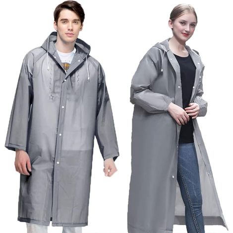 Poncho de pluie, poncho imperméable réutilisable 2 pièces, poncho portable pour femmes et hommes, camping, festivals et randonnée (1/5)