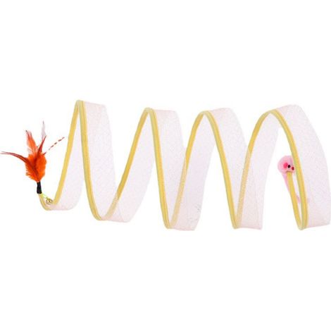 1 tunnel pliable pour chat, forme S, avec plume, jeu interactif, adapté aux chatons et chats d'intérieur/extérieur (1/5)