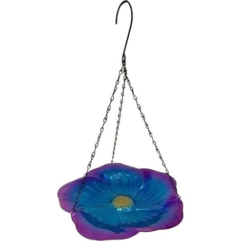 Vaschetta per uccelli da giardino sospesa Abbeveratoio per uccelli in metallo robusto con ampio supporto Mangiatoia per uccelli da esterno di piccole dimensioni resistente alla ruggine Blu (1/3)